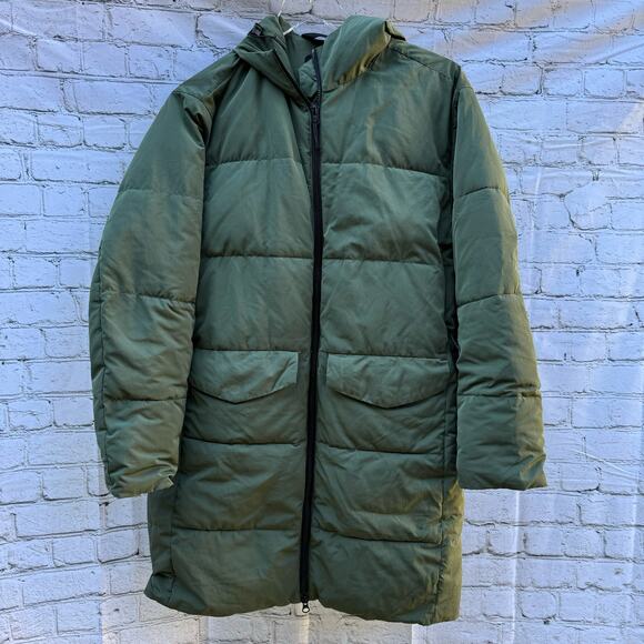 Everlane Coat The Long Puffer Kalamata Olive Warm Sustainable Recycled Winter - Picture 1 of 10